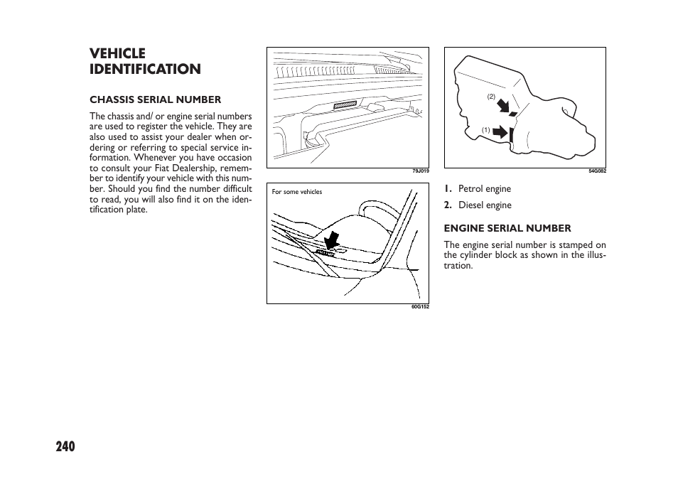 Vehicle identification | FIAT Sedici User Manual | Page 241 / 266