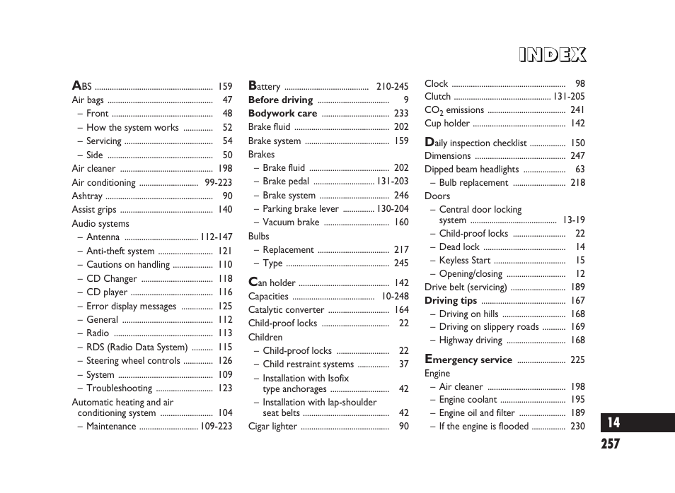 264 fiat16 new gb.pdf | FIAT Sedici User Manual | Page 258 / 266