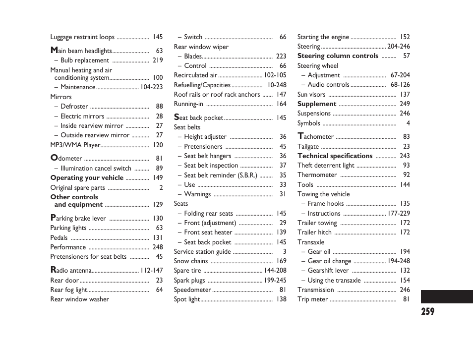 FIAT Sedici User Manual | Page 260 / 266