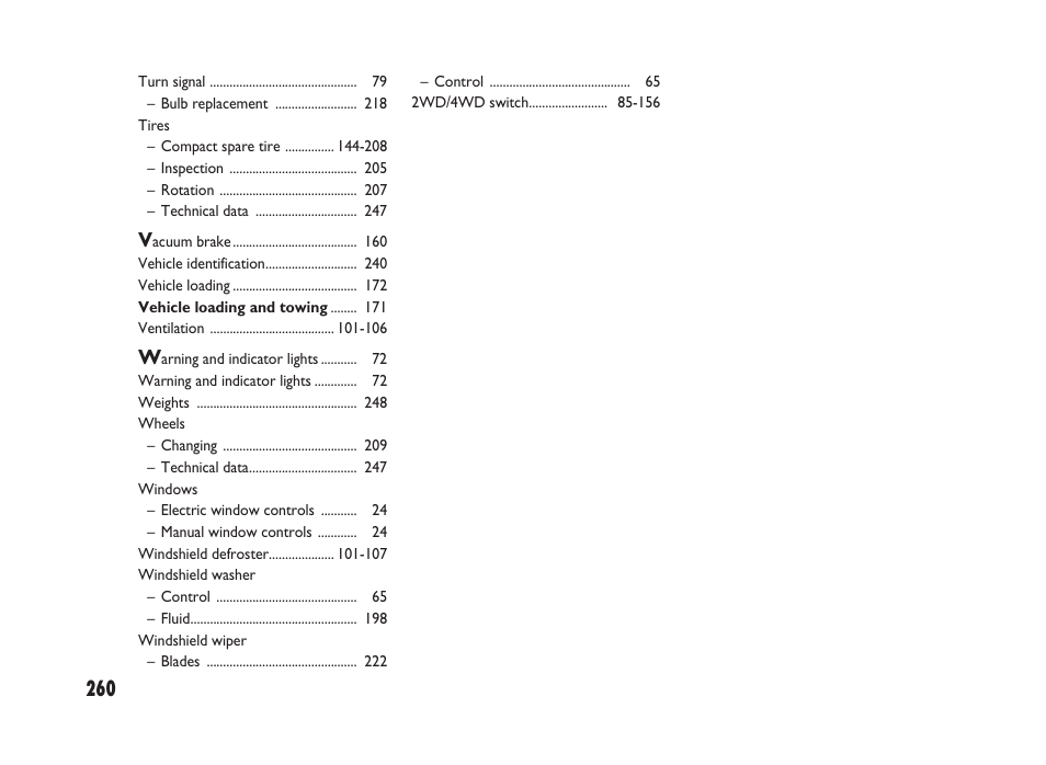 FIAT Sedici User Manual | Page 261 / 266