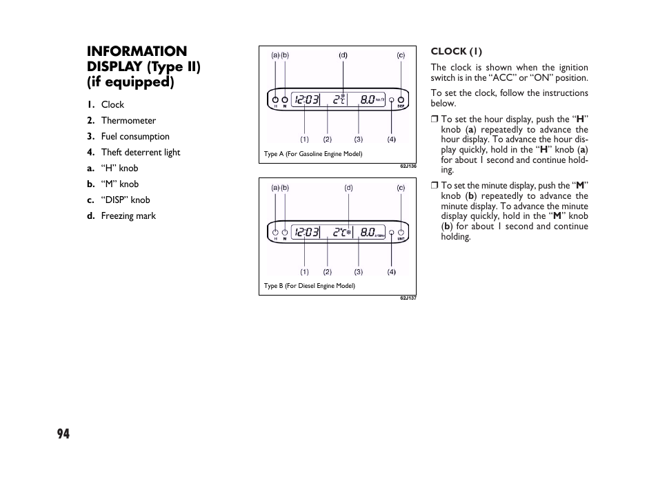 Information display (type ii) (if equipped) | FIAT Sedici User Manual | Page 95 / 266