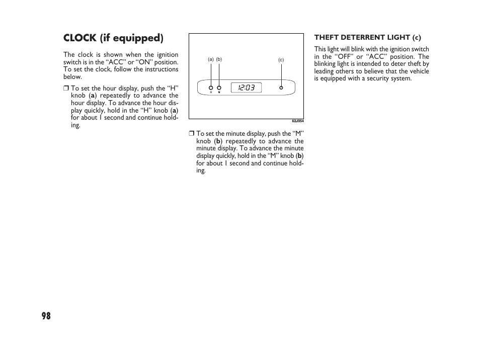 Clock (if equipped) | FIAT Sedici User Manual | Page 99 / 266