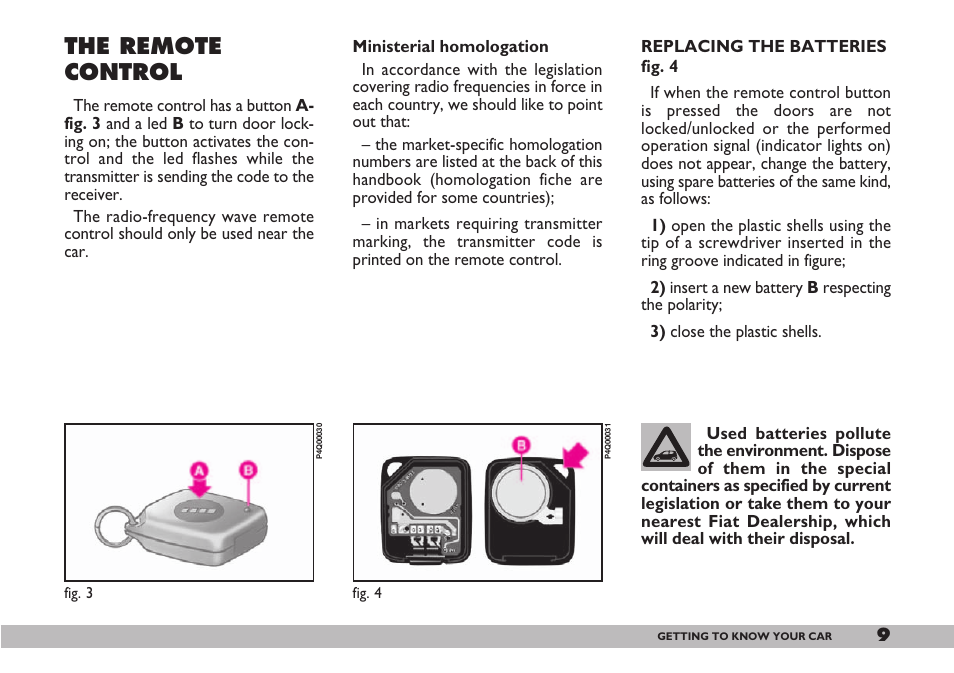 The remote control | FIAT 600 User Manual | Page 10 / 154