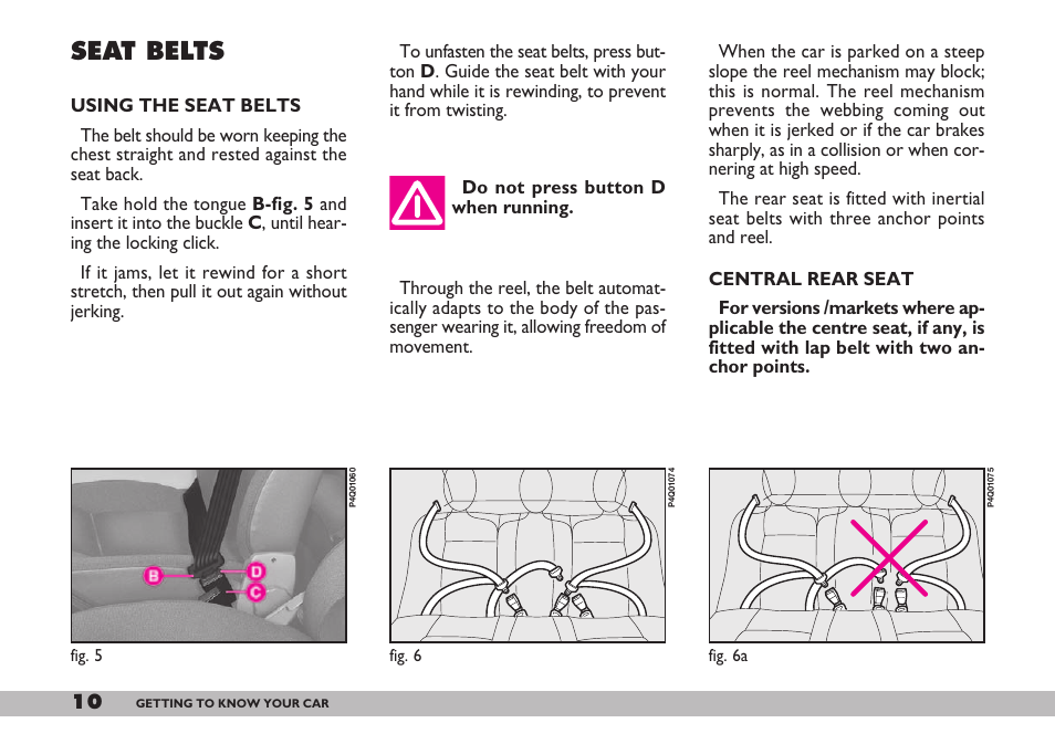 Seat belts | FIAT 600 User Manual | Page 11 / 154