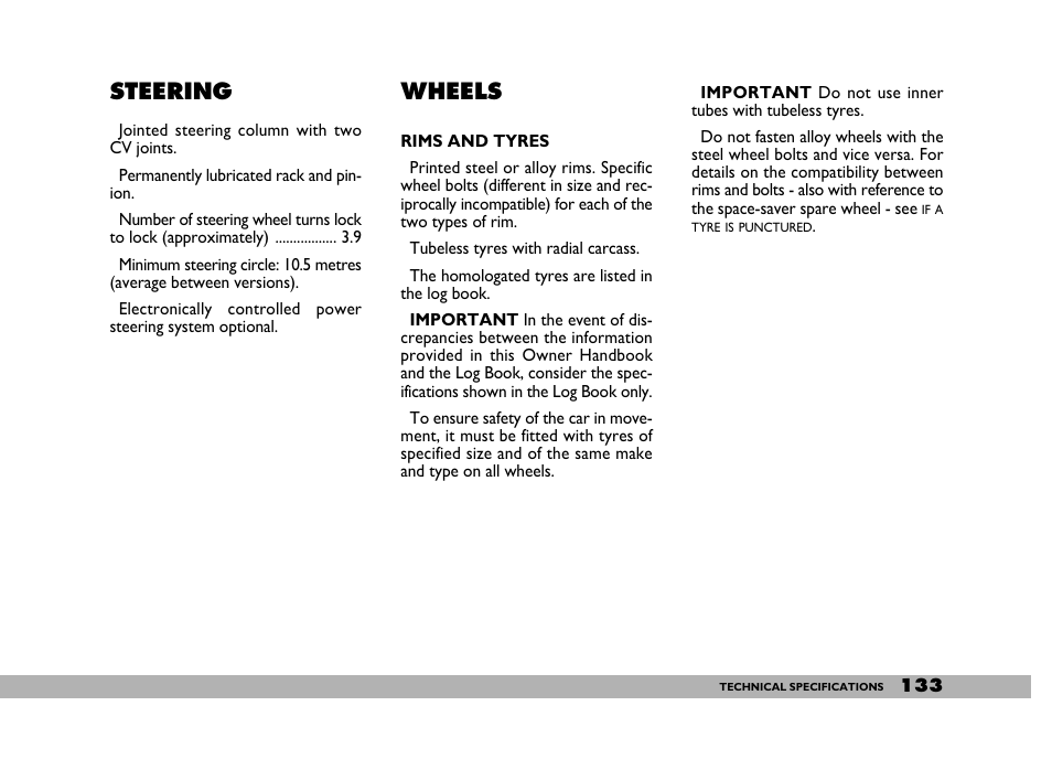 Steering, Wheels | FIAT 600 User Manual | Page 134 / 154