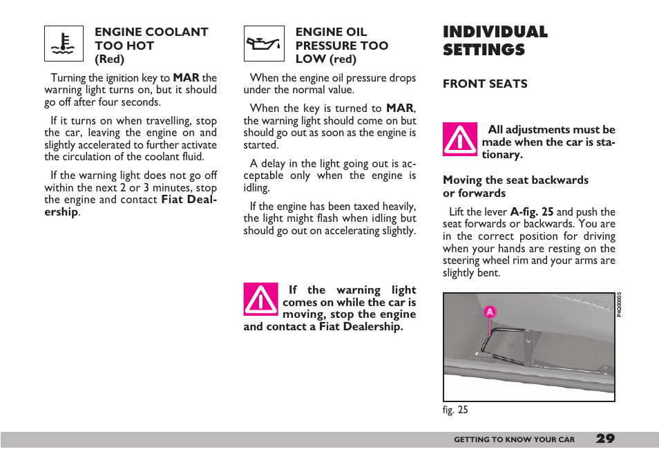 Vindividual settings | FIAT 600 User Manual | Page 30 / 154