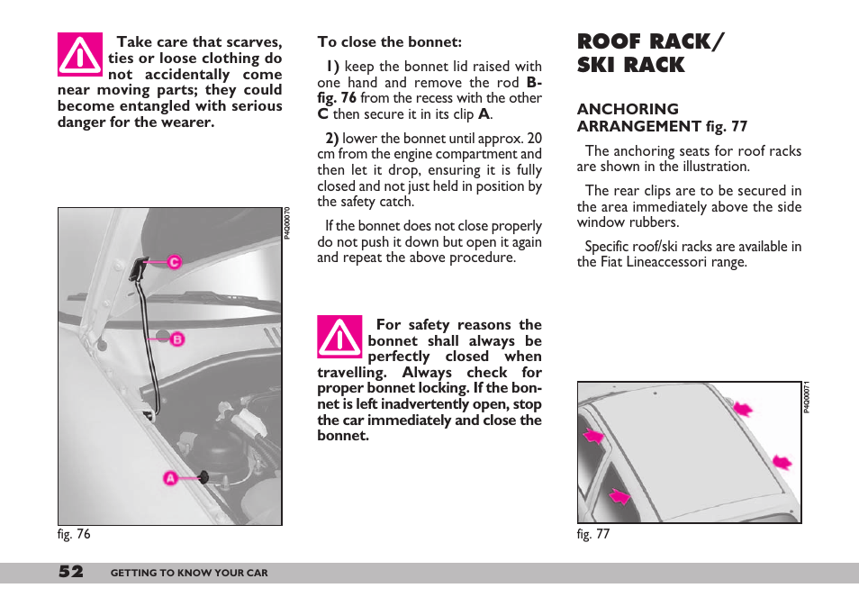 Roof rack/ ski rack | FIAT 600 User Manual | Page 53 / 154