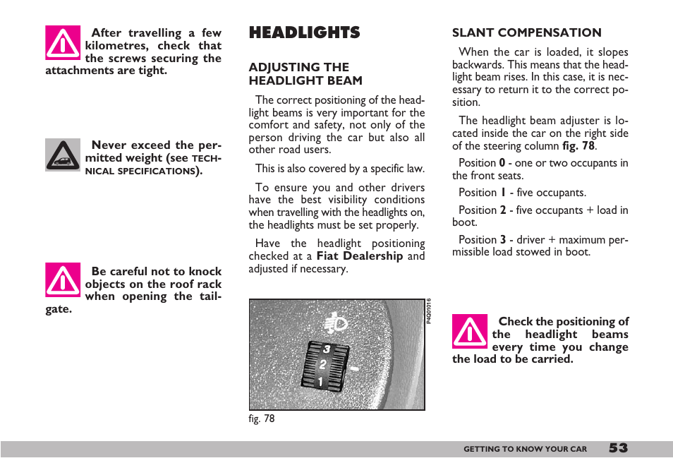 Headlights | FIAT 600 User Manual | Page 54 / 154