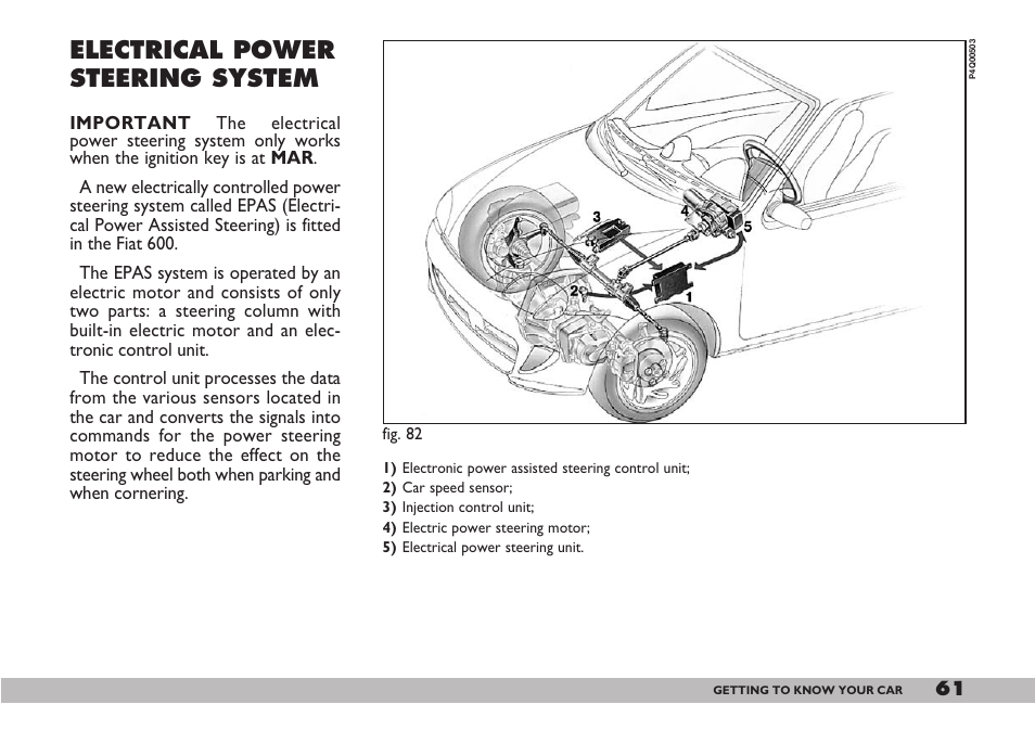 Electrical power steering system | FIAT 600 User Manual | Page 62 / 154