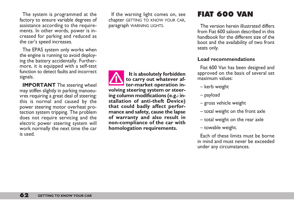 Fiat 600 van | FIAT 600 User Manual | Page 63 / 154