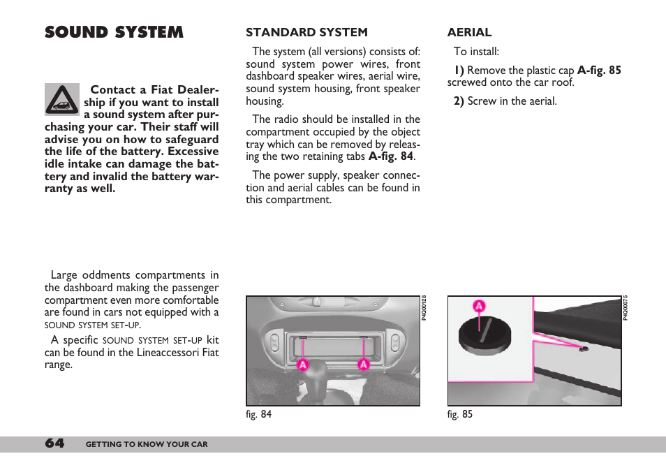 Sound system | FIAT 600 User Manual | Page 65 / 154