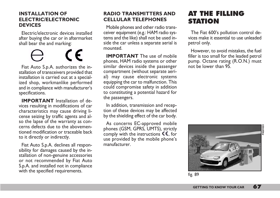 At the filling station | FIAT 600 User Manual | Page 68 / 154