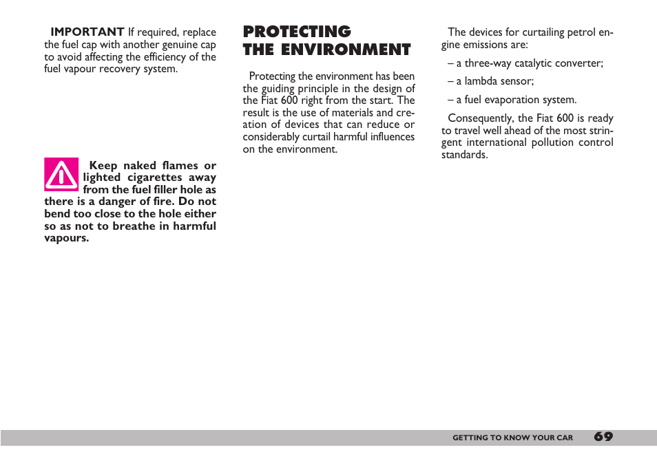 Protecting the environment | FIAT 600 User Manual | Page 70 / 154