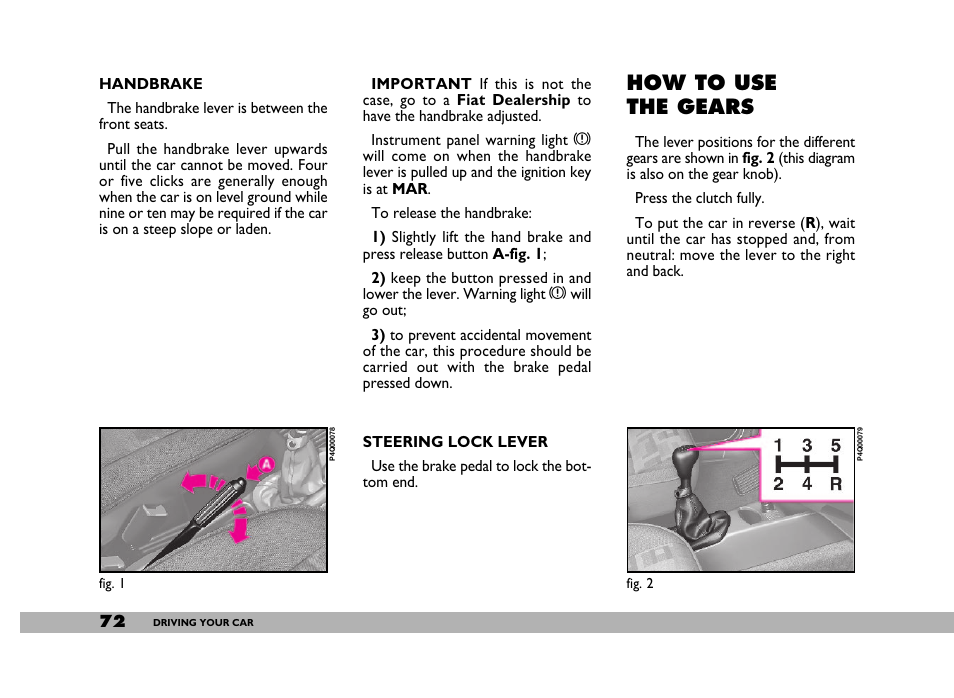 How to use the gears | FIAT 600 User Manual | Page 73 / 154