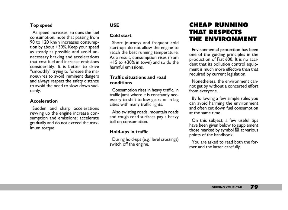 Cheap running that respects the environment | FIAT 600 User Manual | Page 80 / 154