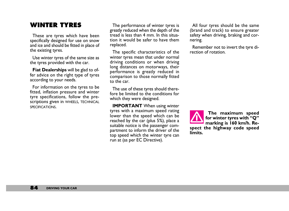 Winter tyres | FIAT 600 User Manual | Page 85 / 154