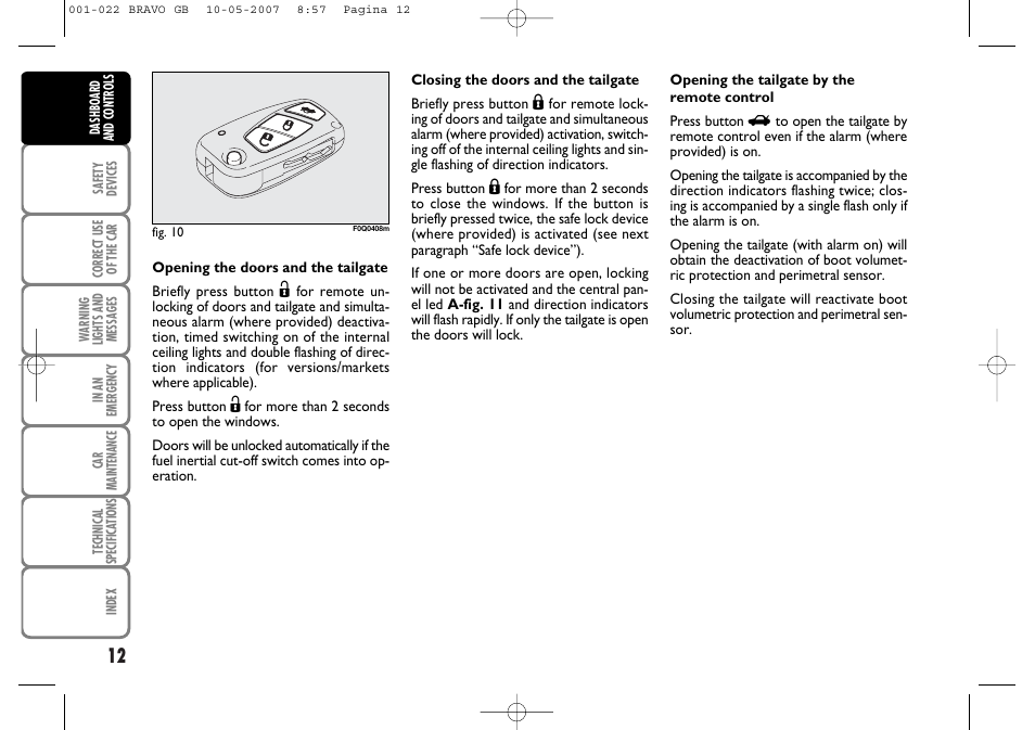 FIAT Bravo User Manual | Page 13 / 246