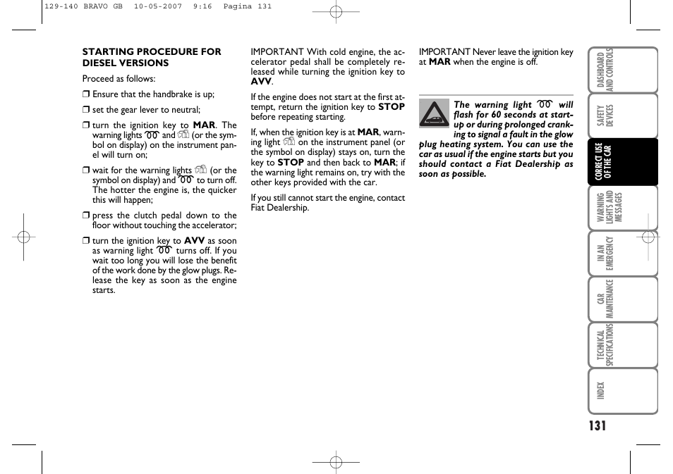 FIAT Bravo User Manual | Page 132 / 246