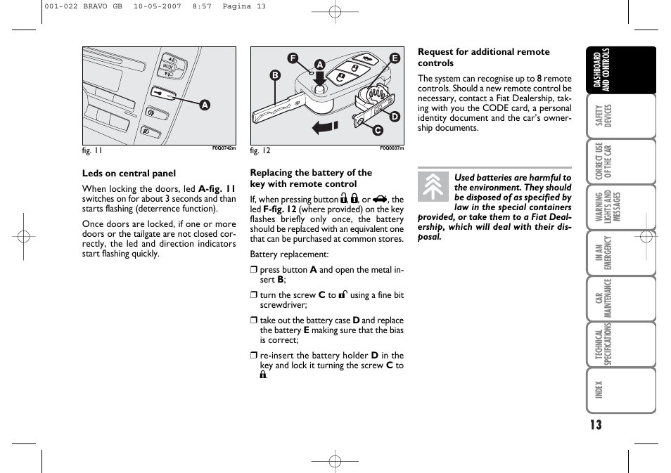 FIAT Bravo User Manual | Page 14 / 246