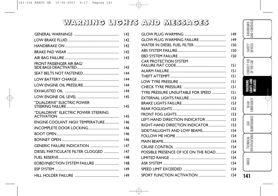 FIAT Bravo User Manual | Page 142 / 246