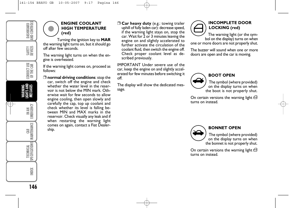 FIAT Bravo User Manual | Page 147 / 246