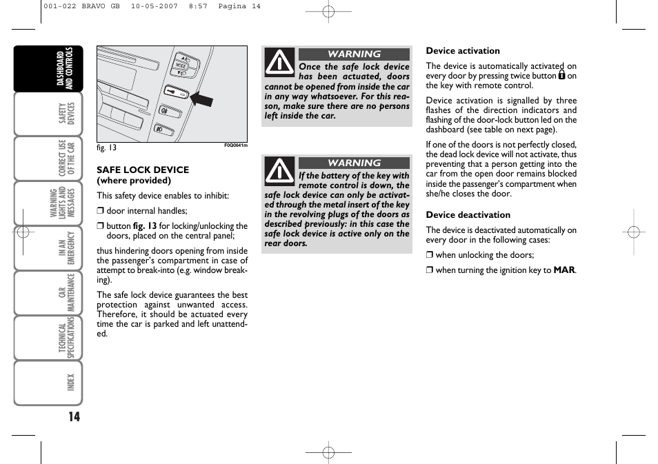 FIAT Bravo User Manual | Page 15 / 246