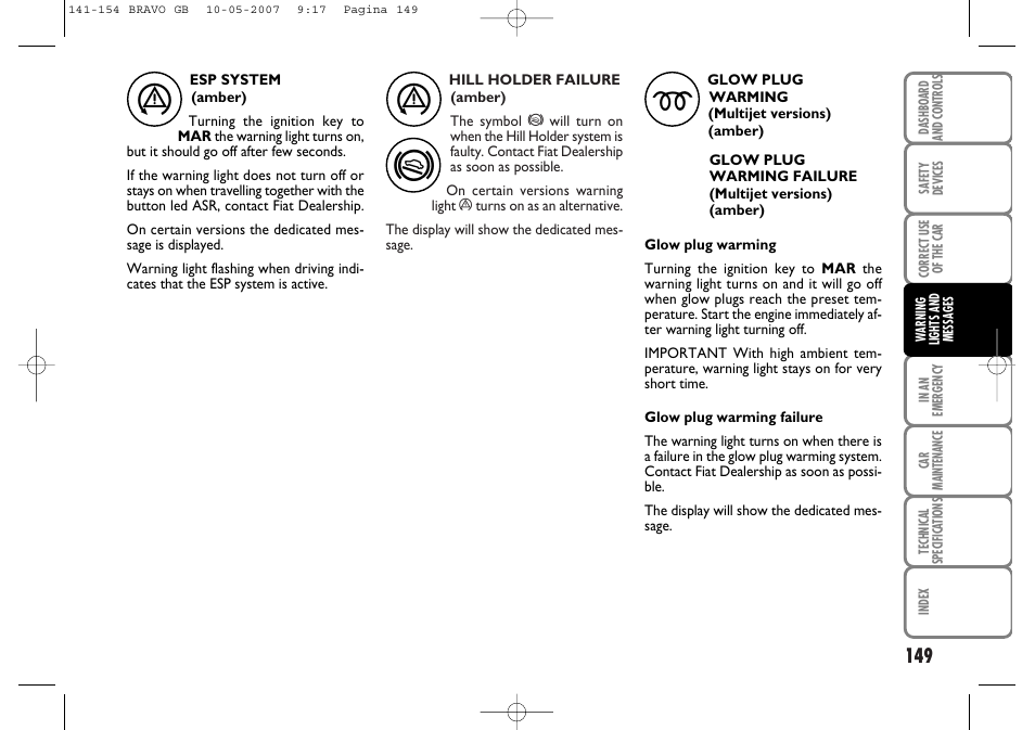 FIAT Bravo User Manual | Page 150 / 246