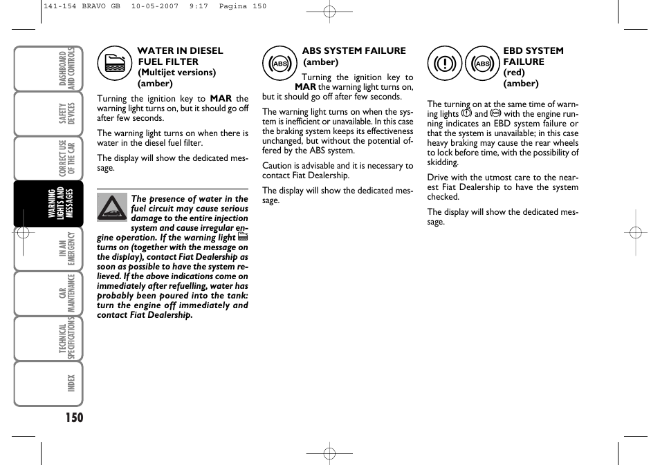 FIAT Bravo User Manual | Page 151 / 246