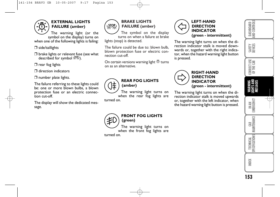 FIAT Bravo User Manual | Page 154 / 246