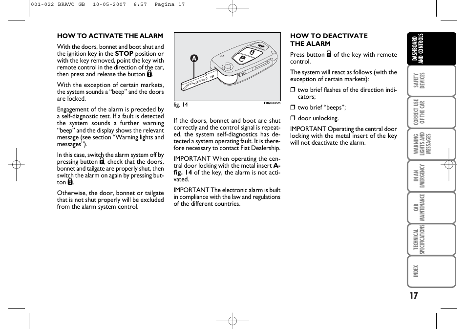 FIAT Bravo User Manual | Page 18 / 246