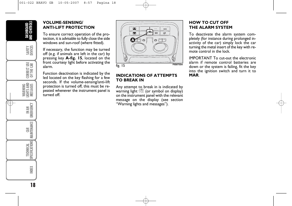 FIAT Bravo User Manual | Page 19 / 246