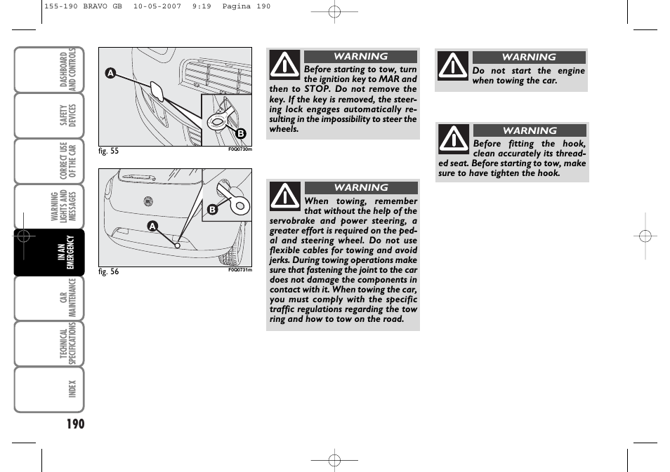 FIAT Bravo User Manual | Page 191 / 246