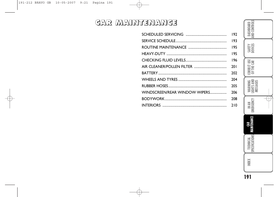 FIAT Bravo User Manual | Page 192 / 246