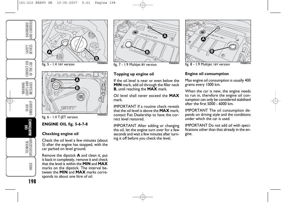 FIAT Bravo User Manual | Page 199 / 246