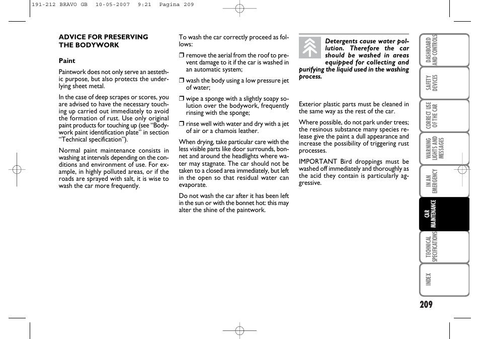 FIAT Bravo User Manual | Page 210 / 246