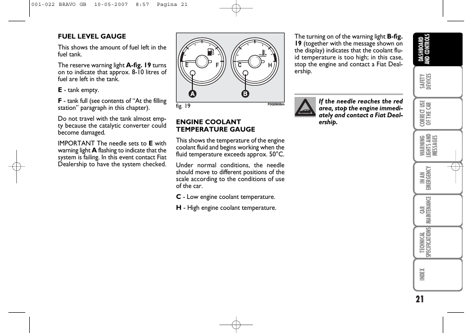 FIAT Bravo User Manual | Page 22 / 246