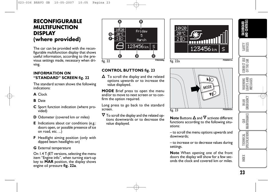 FIAT Bravo User Manual | Page 24 / 246