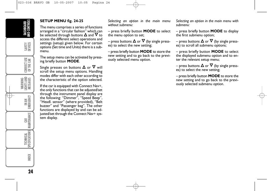 FIAT Bravo User Manual | Page 25 / 246