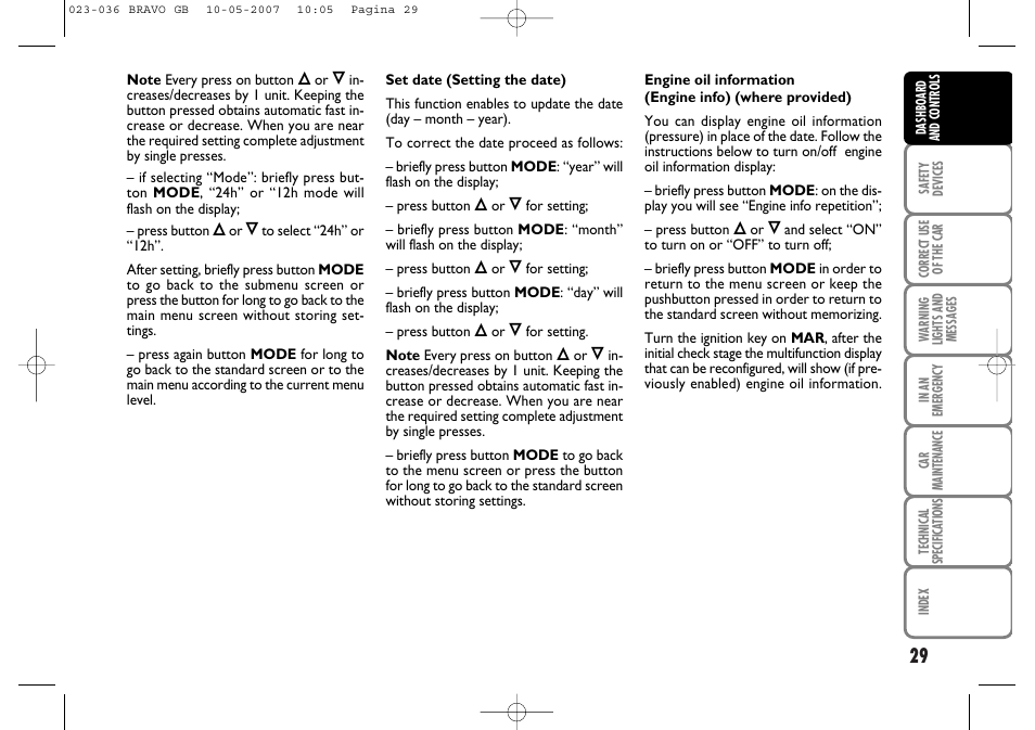 FIAT Bravo User Manual | Page 30 / 246