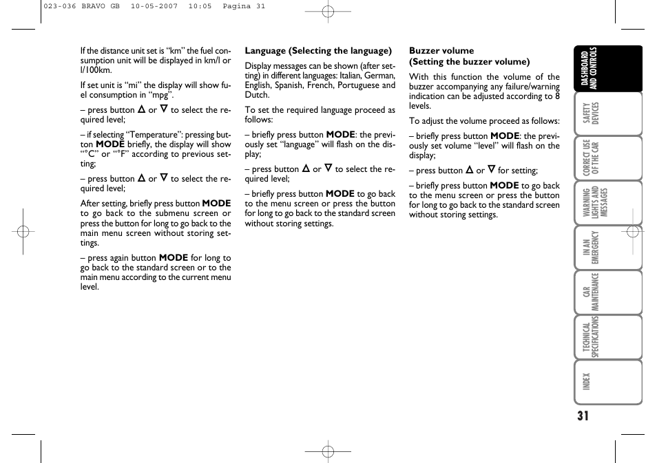 FIAT Bravo User Manual | Page 32 / 246