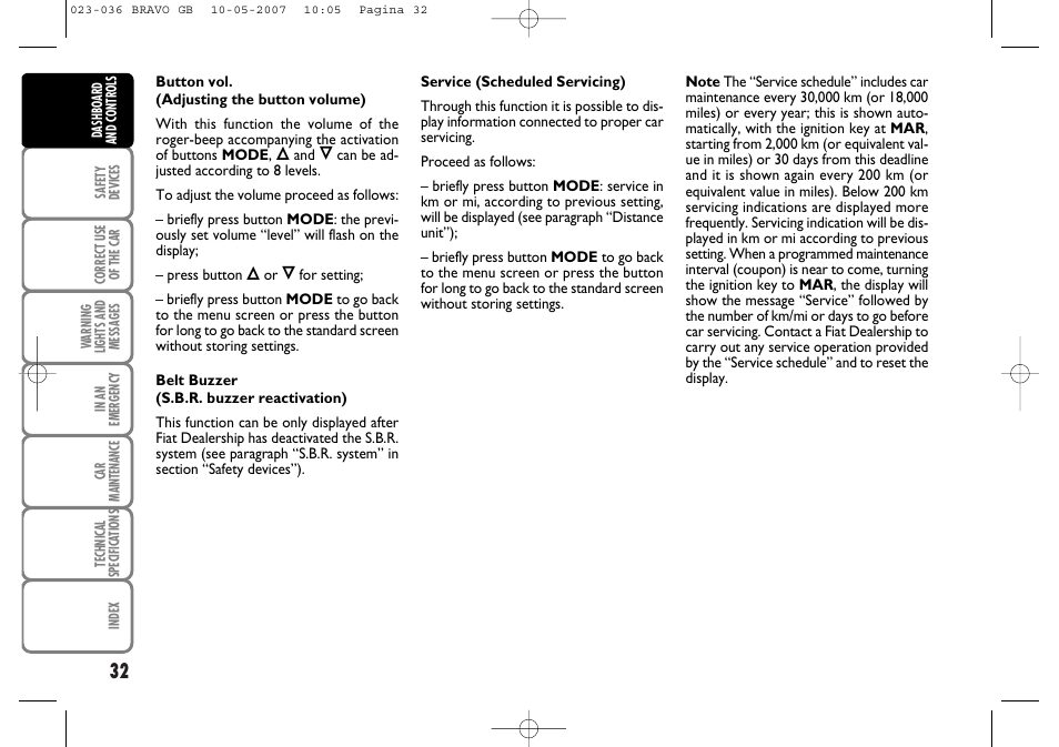 FIAT Bravo User Manual | Page 33 / 246