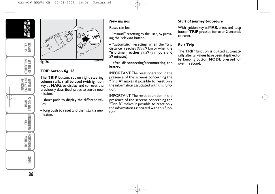 FIAT Bravo User Manual | Page 37 / 246