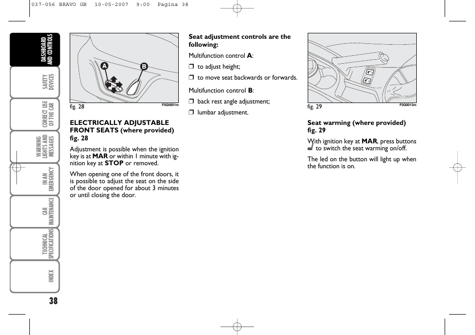 FIAT Bravo User Manual | Page 39 / 246