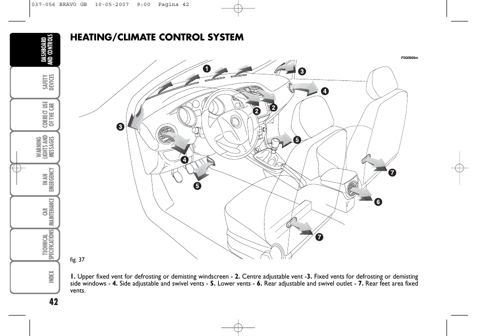 Heating/climate control system | FIAT Bravo User Manual | Page 43 / 246