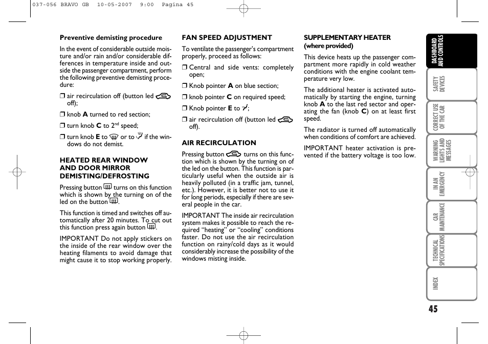 FIAT Bravo User Manual | Page 46 / 246