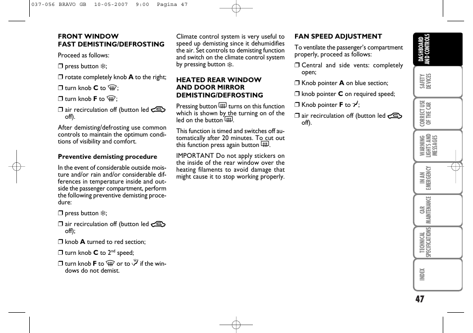 FIAT Bravo User Manual | Page 48 / 246