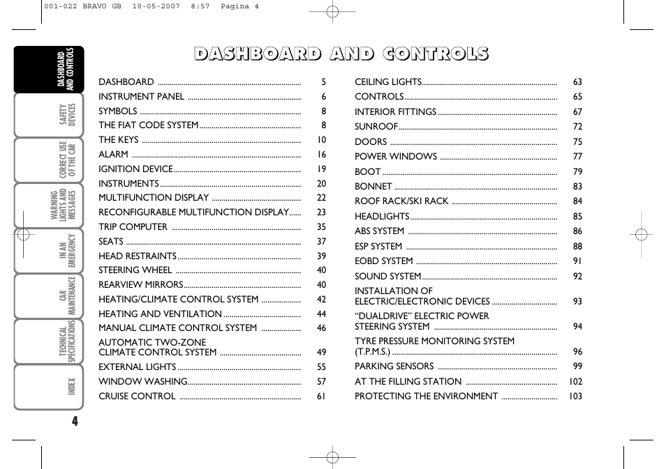 FIAT Bravo User Manual | Page 5 / 246