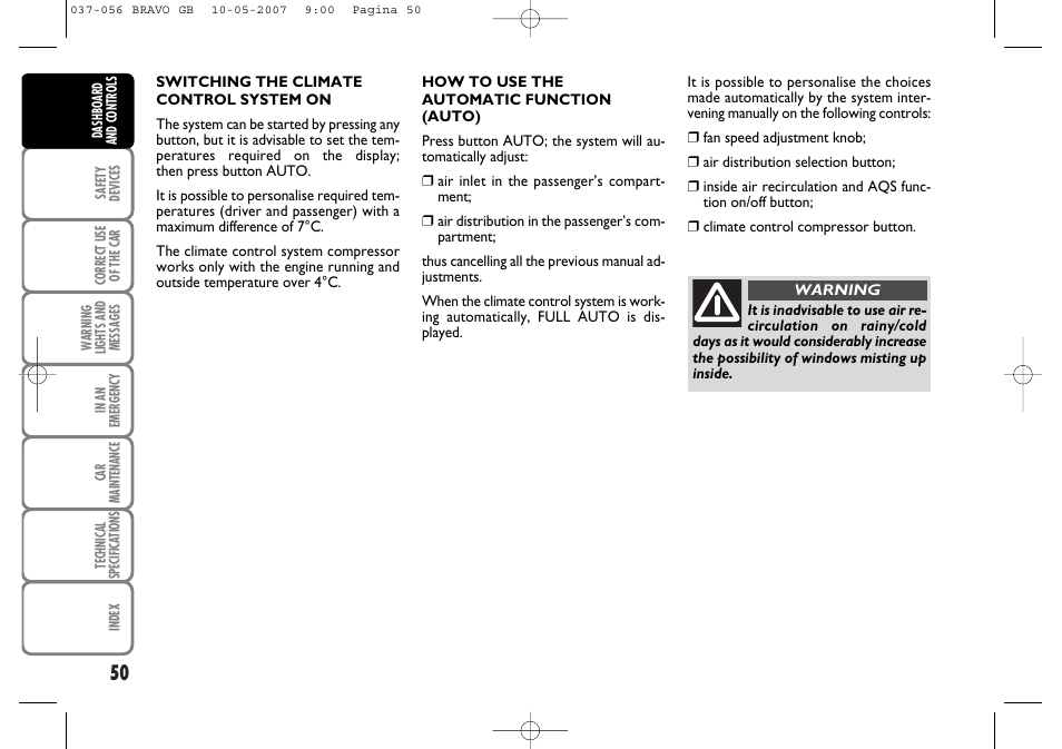 FIAT Bravo User Manual | Page 51 / 246