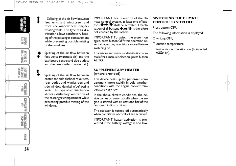 FIAT Bravo User Manual | Page 55 / 246