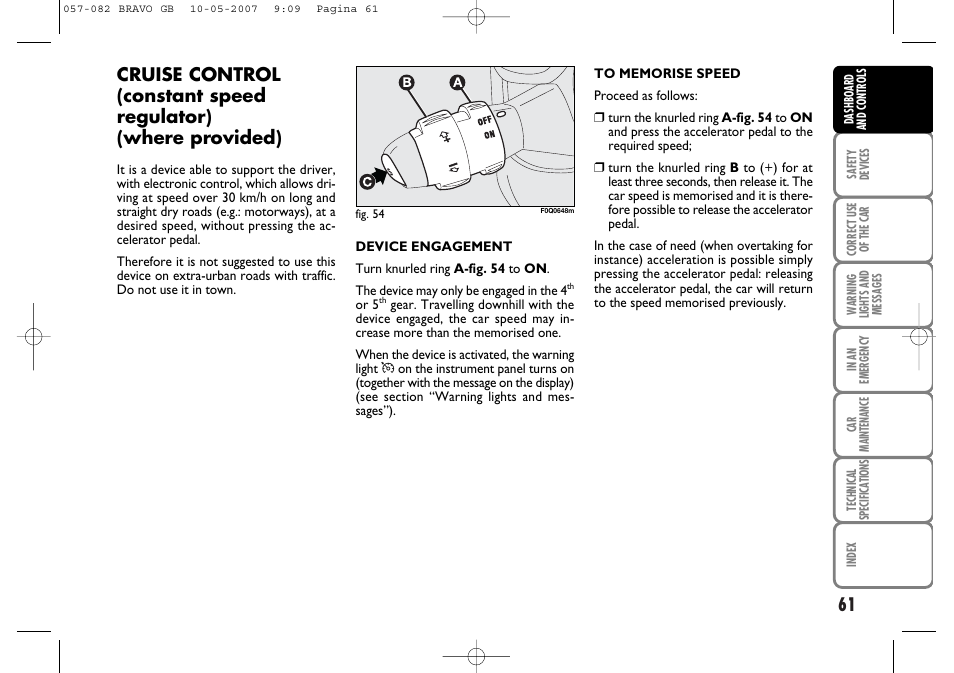 FIAT Bravo User Manual | Page 62 / 246
